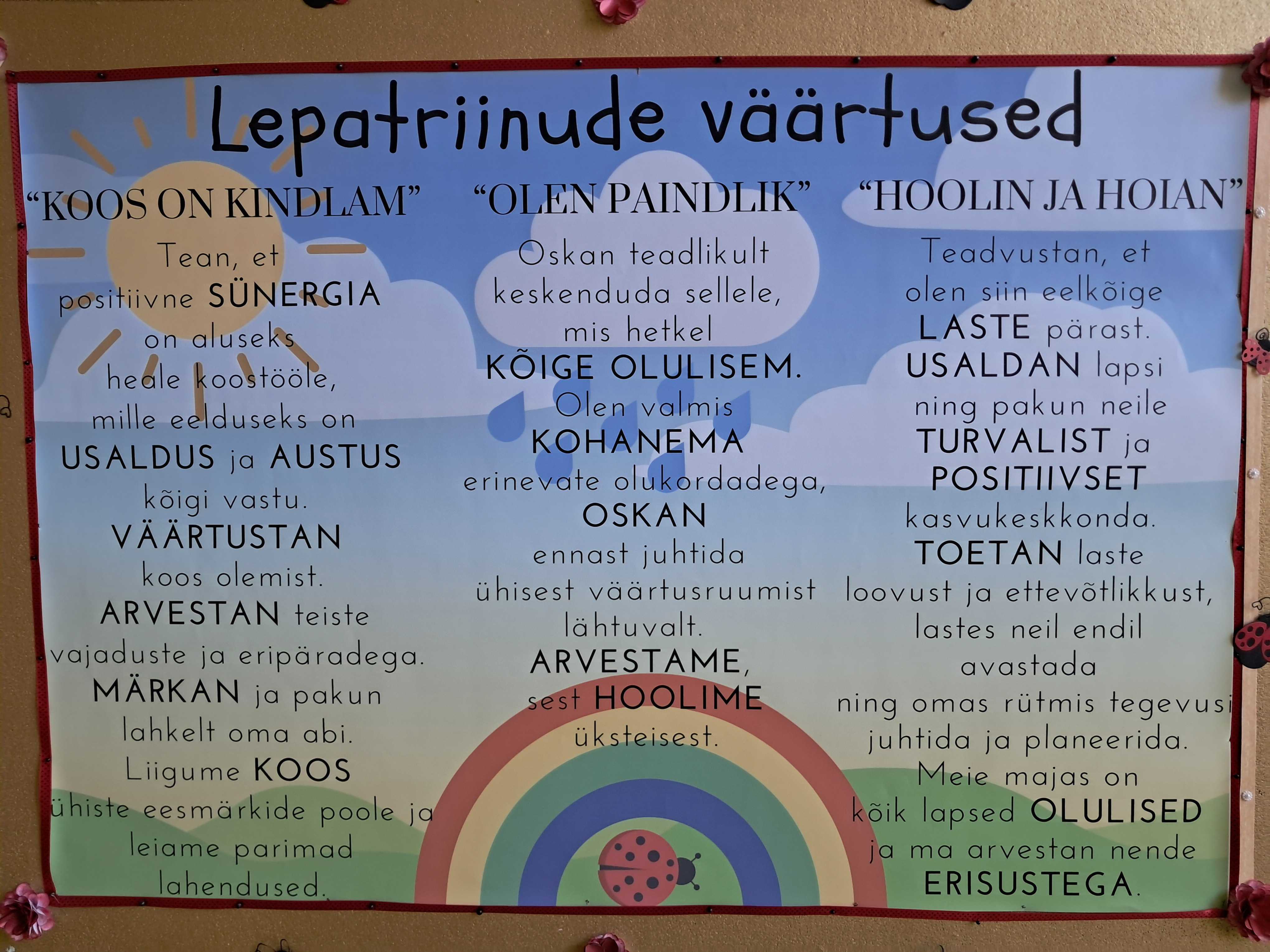 Values in the kindergarten